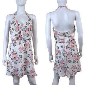 Paper Crown & Rifle Paper Co. Size S Halter Neck Floral Draped Mini Dress FLAWED